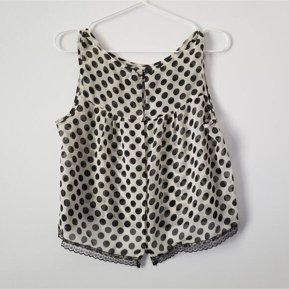American Rag Polka Dot Black and White Sheer Blouse size Medium - Picture 4 of 7